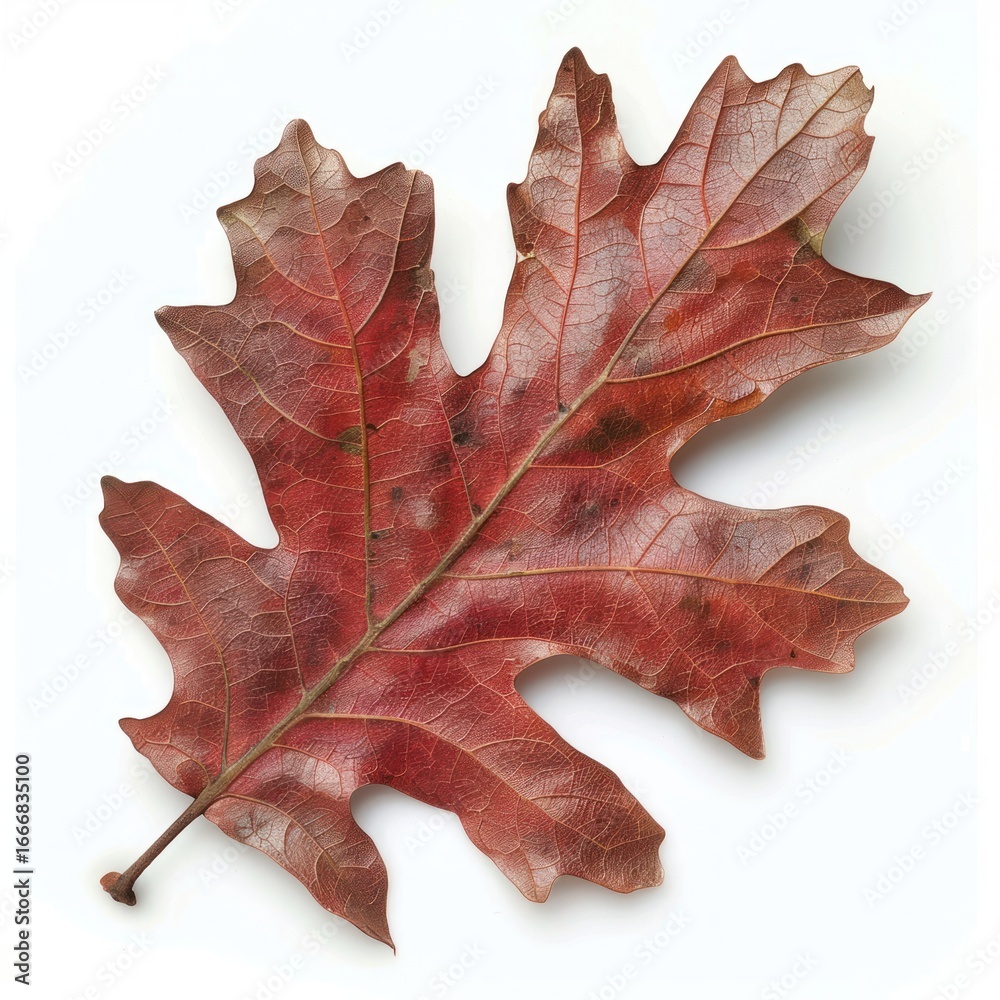 Fototapeta premium Autumn red oak leaf isolated