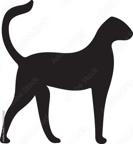 Silhouette of a sleek dog standing with its tail raised high capturing its elegant posture and breed characteristics silhouette