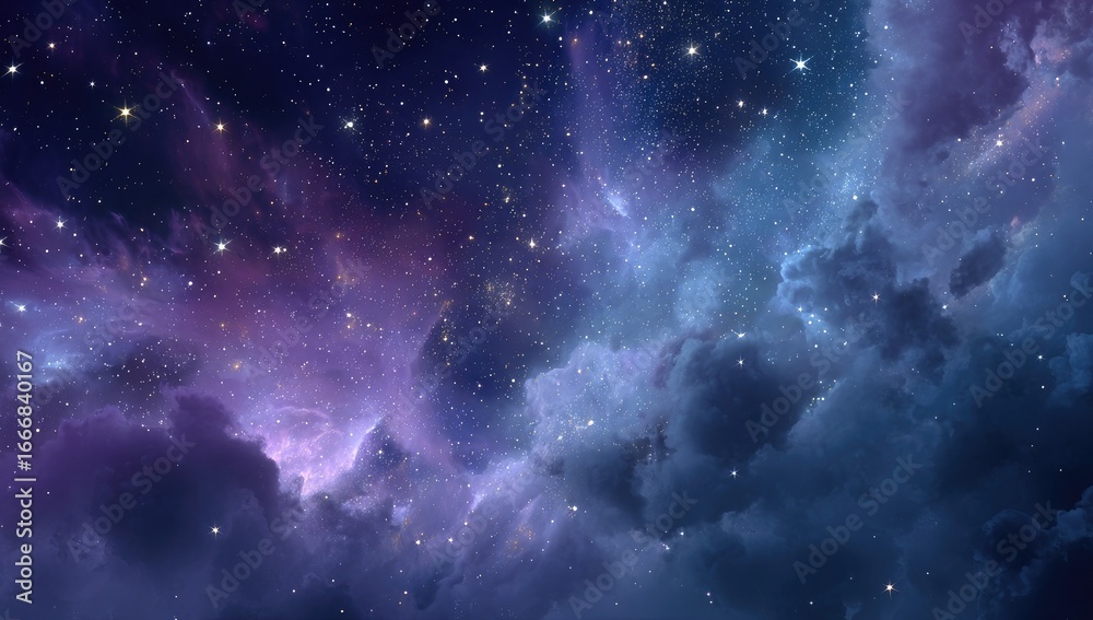 Fototapeta premium Deep space nebula, swirling clouds of cosmic dust and stars