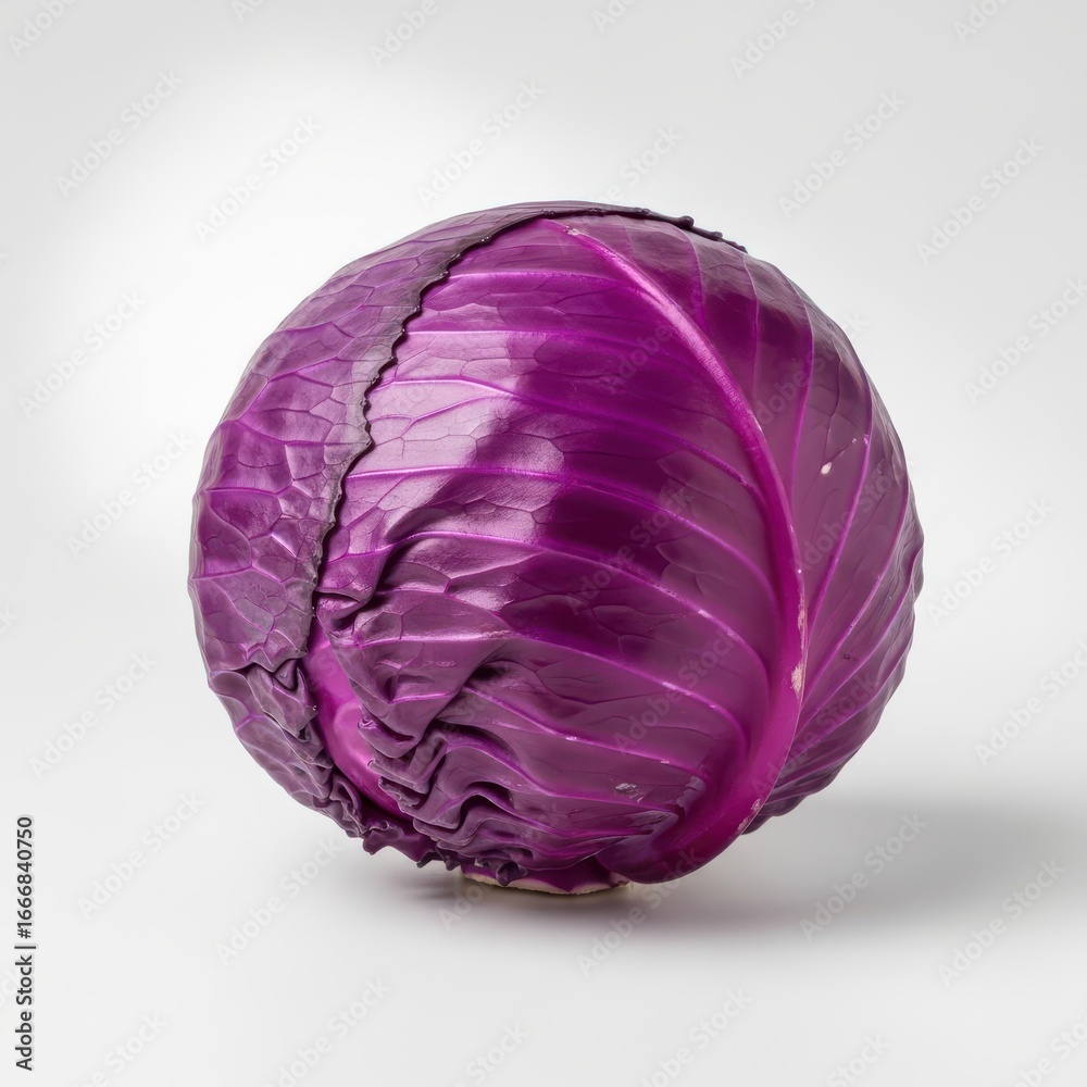 Obraz premium Fresh Red Cabbage on White Background