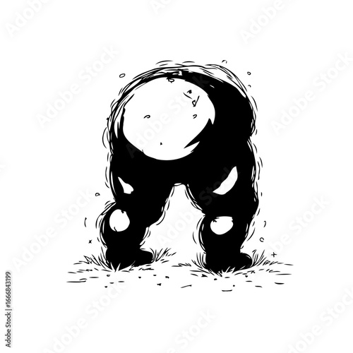 Abstract shadowed figure composition exhibiting surreal qualities and mysterious presence while