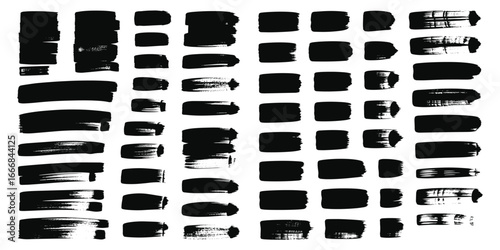 Collection of black paint brush strokes, Hand drawn abstract black paint brush strokes, Set of vector paint brush, Abstract drawing