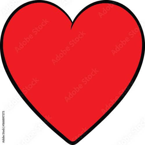 Simple red heart icon with black outline