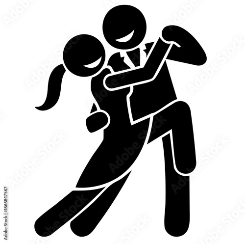 Couple dancing tango silhouette, passionate ballroom dance, romantic movement, elegant partners performing latin dance pose