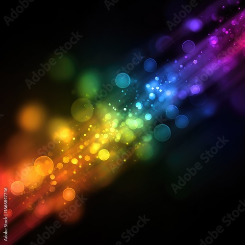 Abstract rainbow light streaks with bokeh