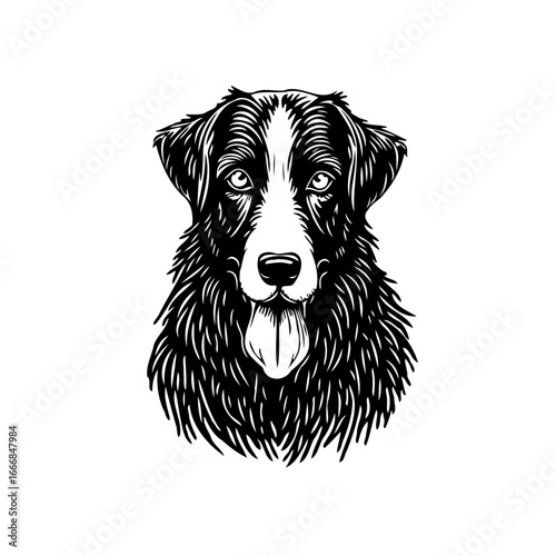 Detailed ink drawing captures the essence of a loyal and expressive border collie breed dog art