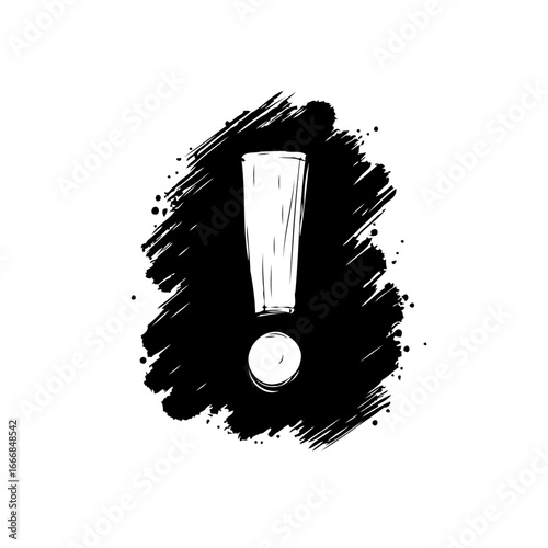 Dramatic exclamation point illustration with dark splatters drawing attention to importance and