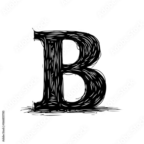 Expressive initial black capital letter B a bold artistic statement of creativity and imagination