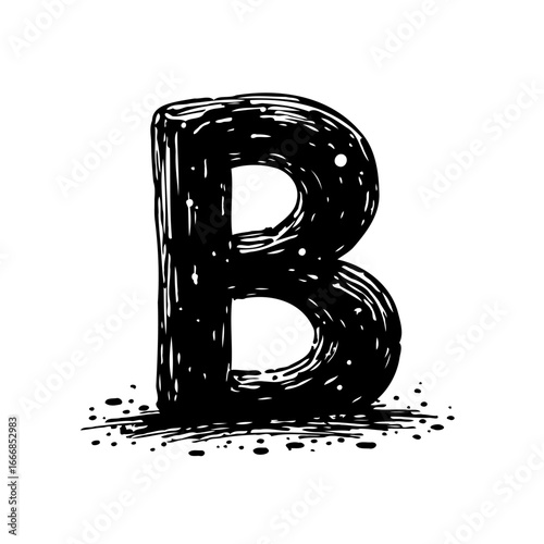 Illustration of the letter B shows a drawing with shadow and a beautiful design suitable for any