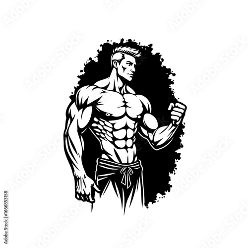 Illustrative depiction of a powerful physique showcasing determination dedication and physical