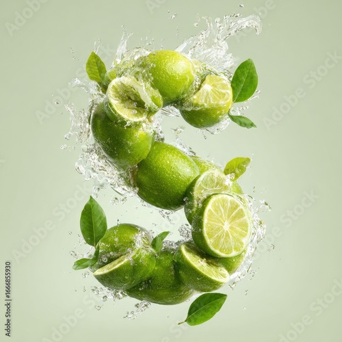 Lime slices form letter 
