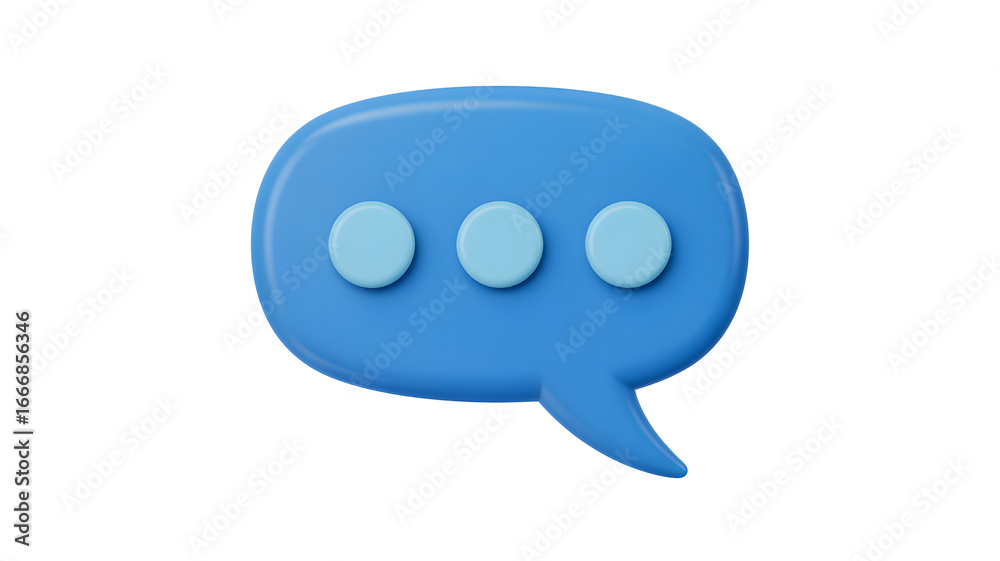 Fototapeta premium Blue message speech bubble communication chat dialog text talk conversation comment icon symbol vector 3d render on transparent background