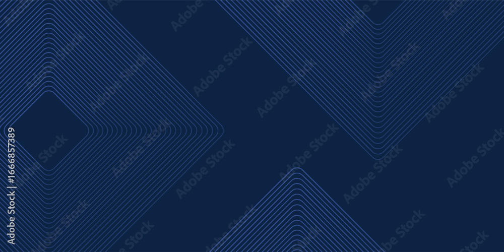 Fototapeta premium Dark blue background. Modern line stripes curve abstract presentation background simple