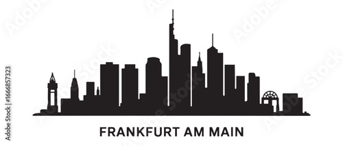 Frankfurt am Main City Skyline Vector. Vector black silhouette. with white background