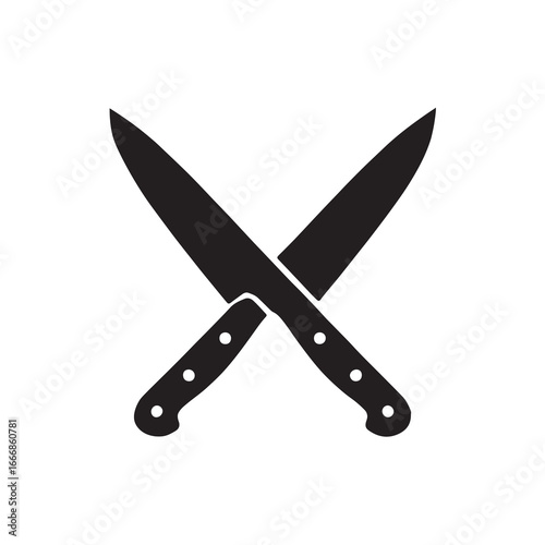 Knife with metal blade and handle isolated on white background for kitchen use