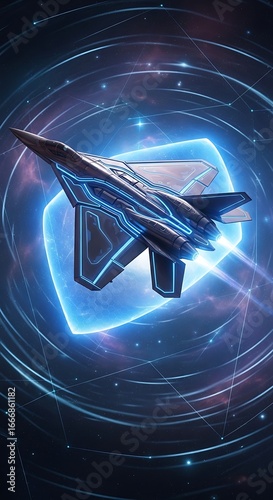 Futuristic jet in hyperspace