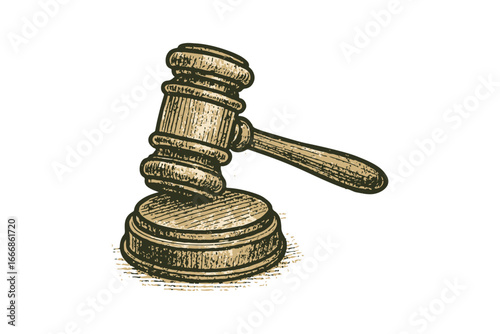 Vintage Judge Gavel Illustration