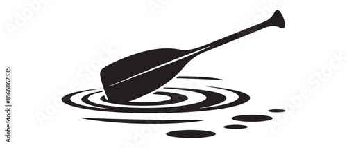 Canoe paddle Silhouette.  Vector black silhouette. with white background