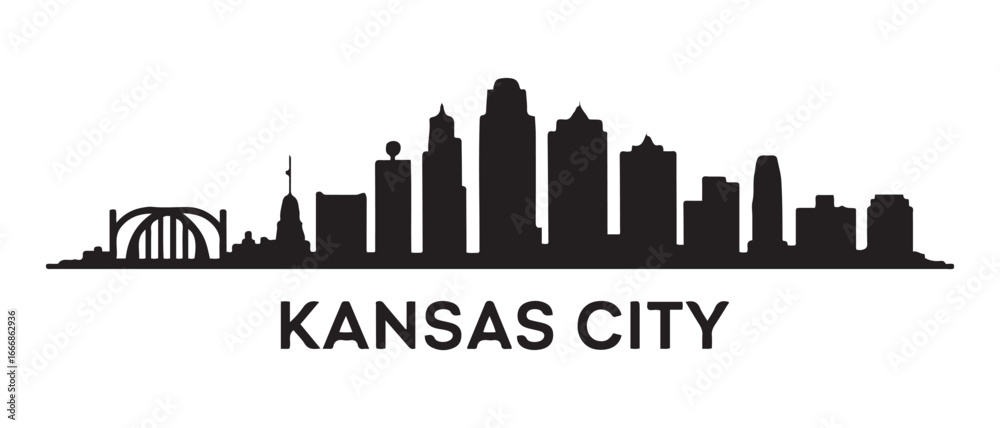 Fototapeta premium KANSAS CITY Missouri USA City Skyline Vector. Vector black silhouette. with white background