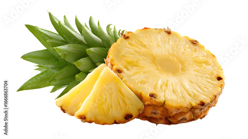 Pineapple Half and Slices A Tropical Fruit Arrangement on a Transparent Backdrop for Creative Design Elements