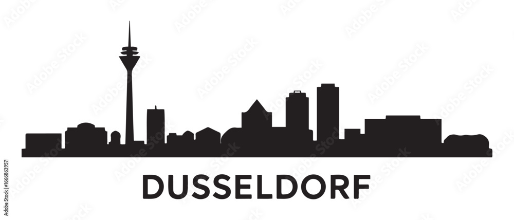 Fototapeta premium Dusseldorf City Skyline Silhouette Vector. Vector black silhouette. with white background