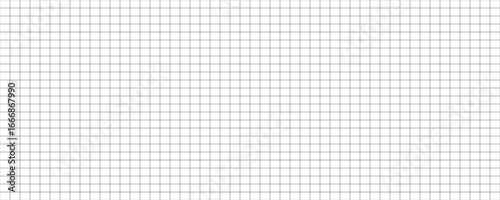 Squared wide black grid paper. Mathematics pattern. Notebook sheet blank. Typography template for making notebooks production, for school. Education backdrop. Black grid texture on white background.