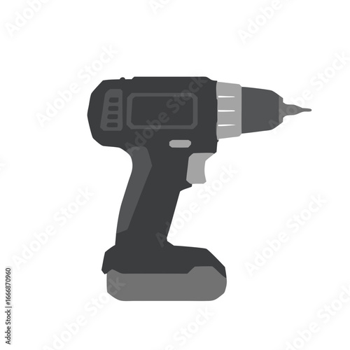 Cordless Drill with Gray and Black Housing Ergonomic Grip and Chuck.