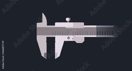Monochromatic vernier caliper measuring tool in a clean flat vector illustration style.