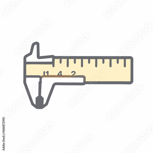 Vector Illustration of a Caliper Tool with Measurement Markings.