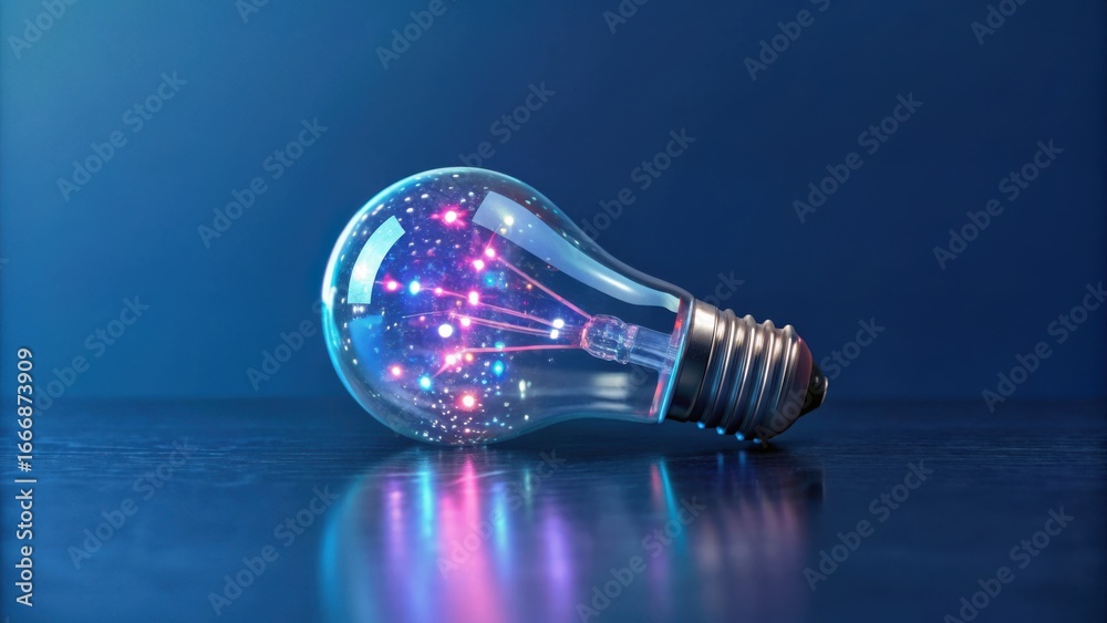 custom made wallpaper toronto digitalGlowing light bulb filled with vibrant pink purple led lights reflecting on shiny surface