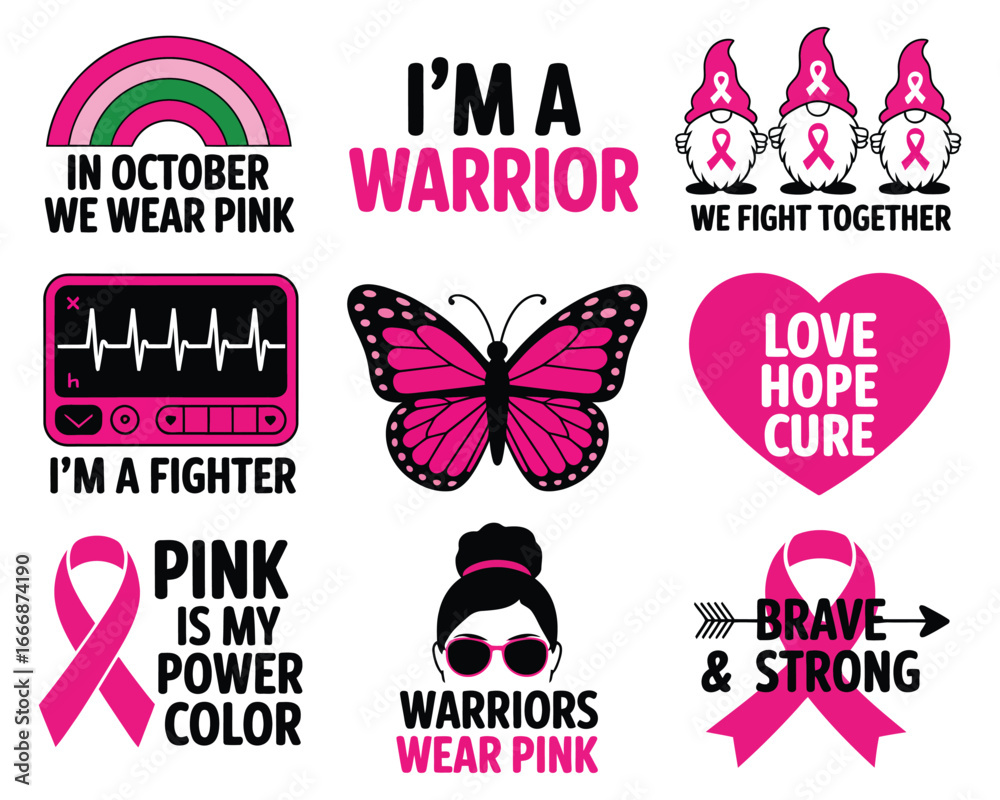 Obraz premium Breast Cancer Awareness Collection with Pink Accents