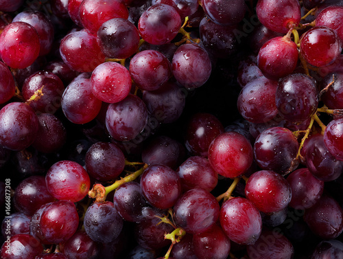 red grape background macro close up fresh fruit red wine grape. top view