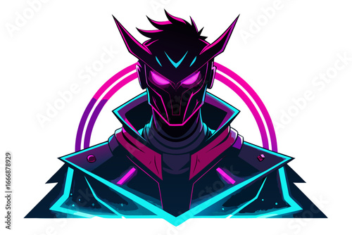 Minimalist black and white vector illustration of an anime boy silhouette with messy hair and sharp features. Perfect for manga, anime artwork, character design, digital art, graphic design projects, 
