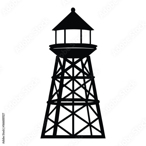 a black and white illustration of a lighthouse