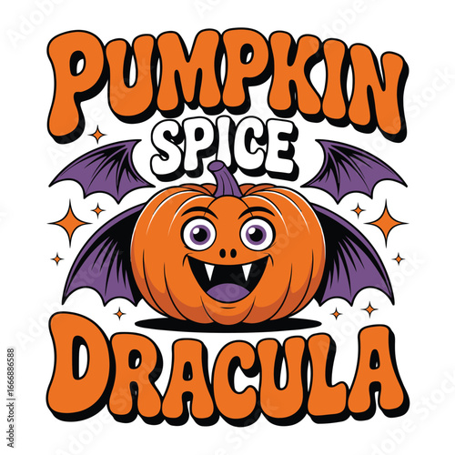 Spooky pumpkin spice dracula halloween design
