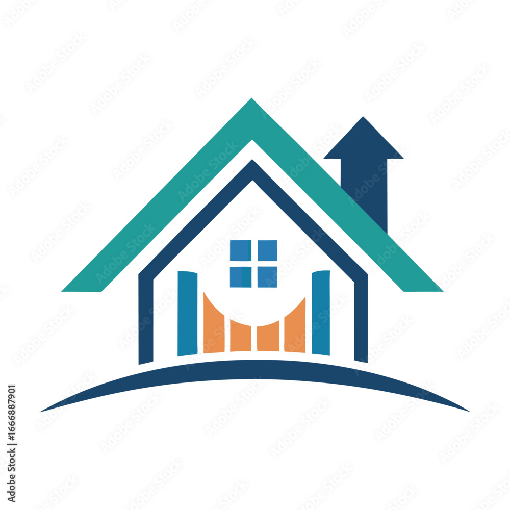 Real estate logo vector of a house with a roof, a home business icon, and a residential apartment building illustration Real estate logo vector of a house with a roof, a home business icon, and a residential apartment building illustration