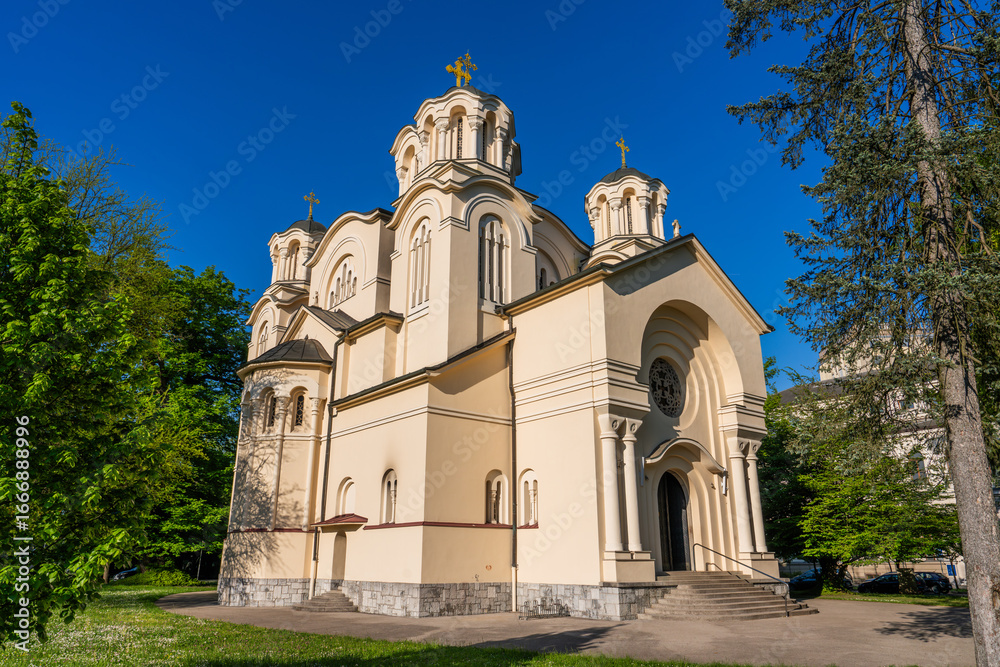 Fototapeta premium Sts. Cyril and Methodius Church (Pravoslavna cerkev sv. Cirila in Metoda v Ljubljani) in Ljubljana, Slovenia