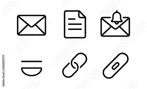 vector outline icons online invoice payment (notification email): envelope icon invoice icon amount line pay link shadow smear light rim.