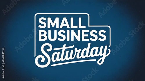 Small Business Saturday white text logo on blue background