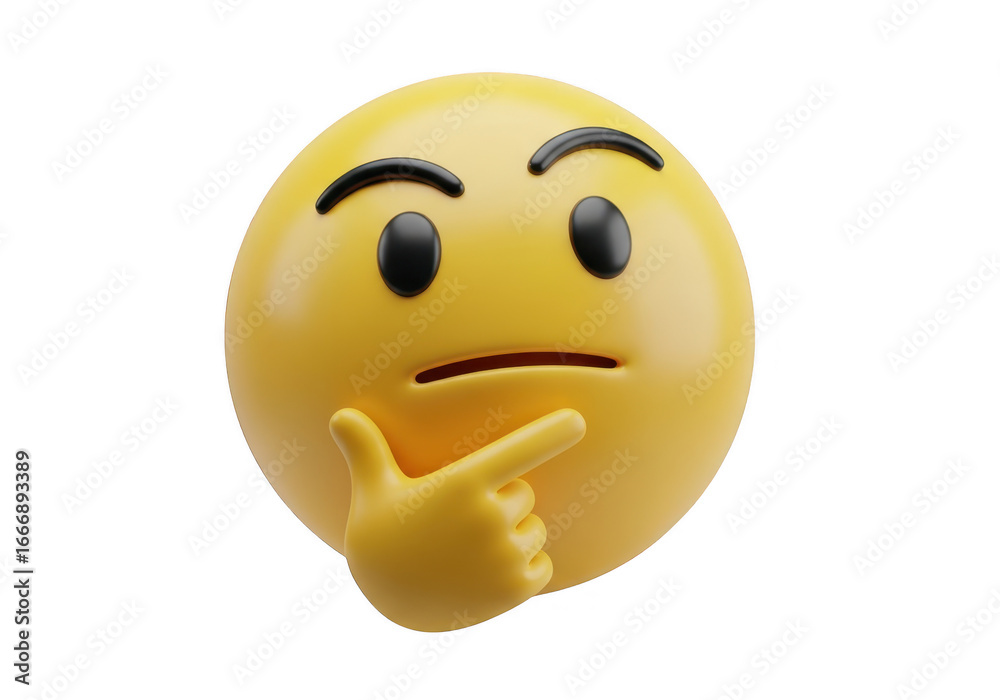 Fototapeta premium Thinking emoji isolated on transparent background