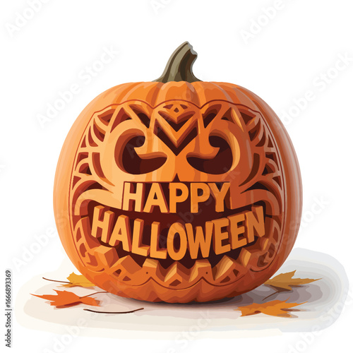 Flat pumpkin carving vector illustration