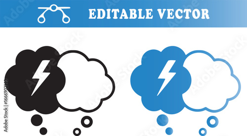 Negative Thought Vector Icon Stress, Anxiety, and Mental Health Symbol