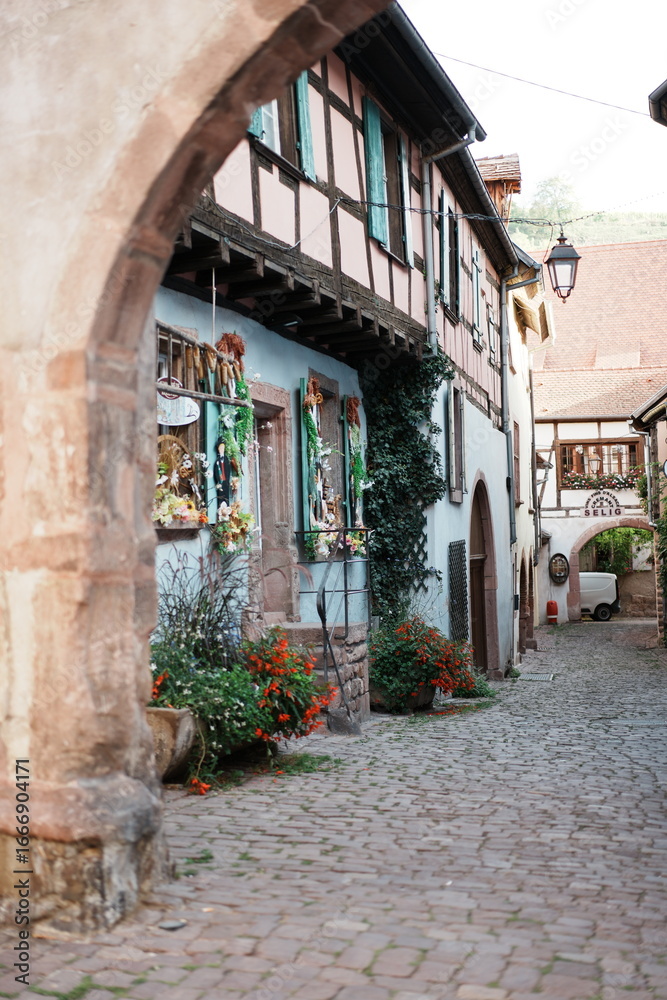 Fototapeta premium Riquewihr - maisons colorées en Alsace - France