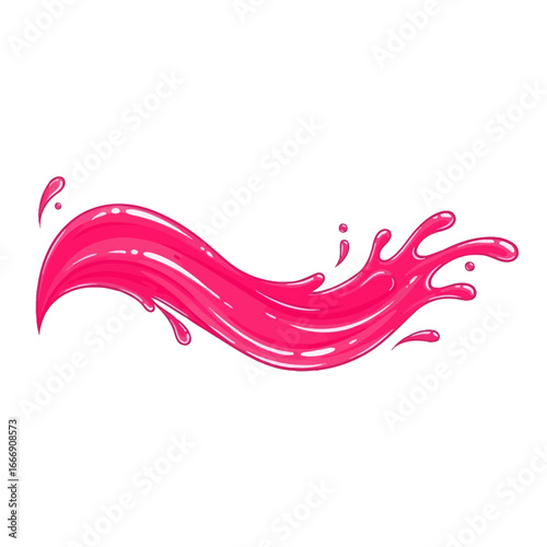Pink liquid splash, dynamic wave design element.