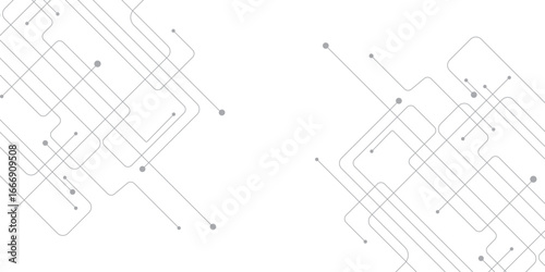 Line seamless pattern. Repeating abstract black lines isolated on white background. Repeated geometric shape for design prints. Circuit board seamless pattern, vector background. Microchip technology 