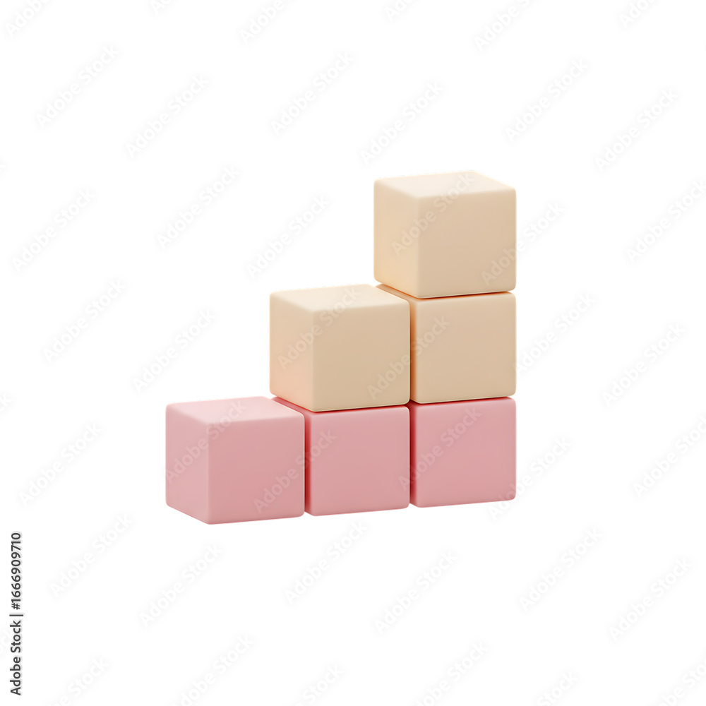 Obraz premium Stacked Pastel Wooden Toy Blocks Arranged in a StairStep Pattern.