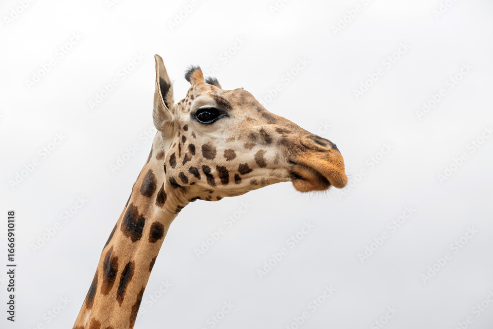 Naklejka premium Isolated giraffe head on white background
