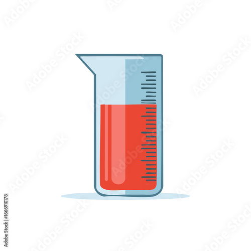 Graduated cylinder with red liquid for science experiments and chemical reactions shown in chemistry and science classes