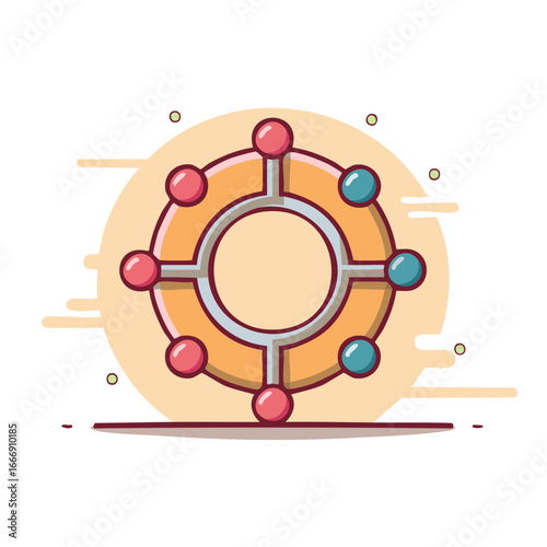Connected Nodes Forming a Circular Pattern, Network Concept with Spheres