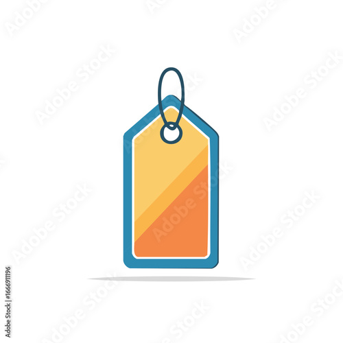 Isolated Rectangular Price Tag Graphic With Cord in Yellow and Orange Colors